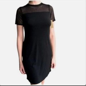 MICHAEL Michael Kors black shift dress shirt‎ sleeve midi XS